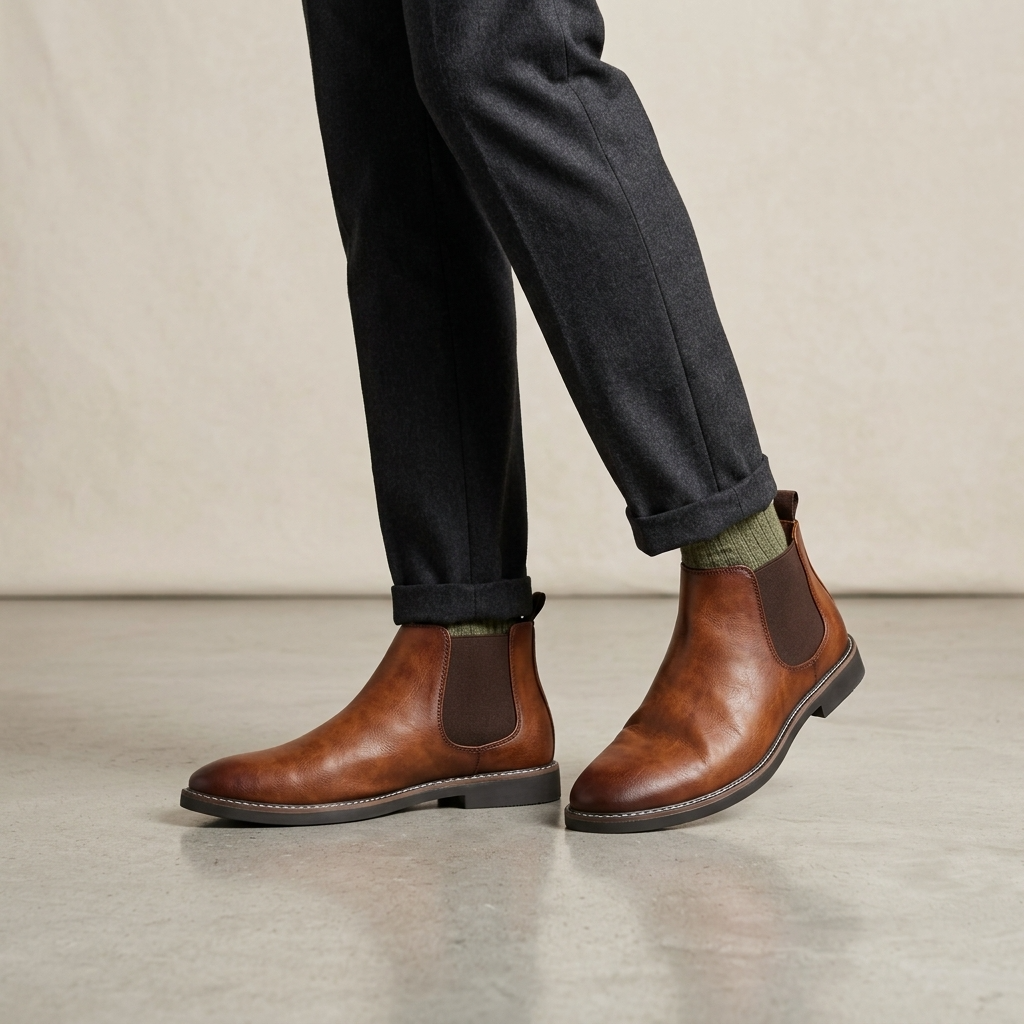 Men's Classic Chelsea Ankle Boots Slip-On Leather 1
