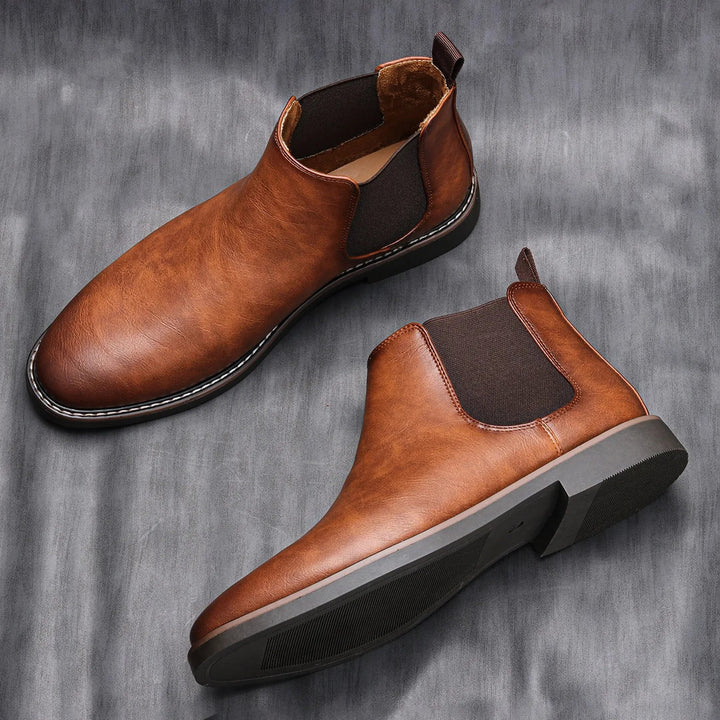 Men's Classic Chelsea Ankle Boots Slip-On Leather 10