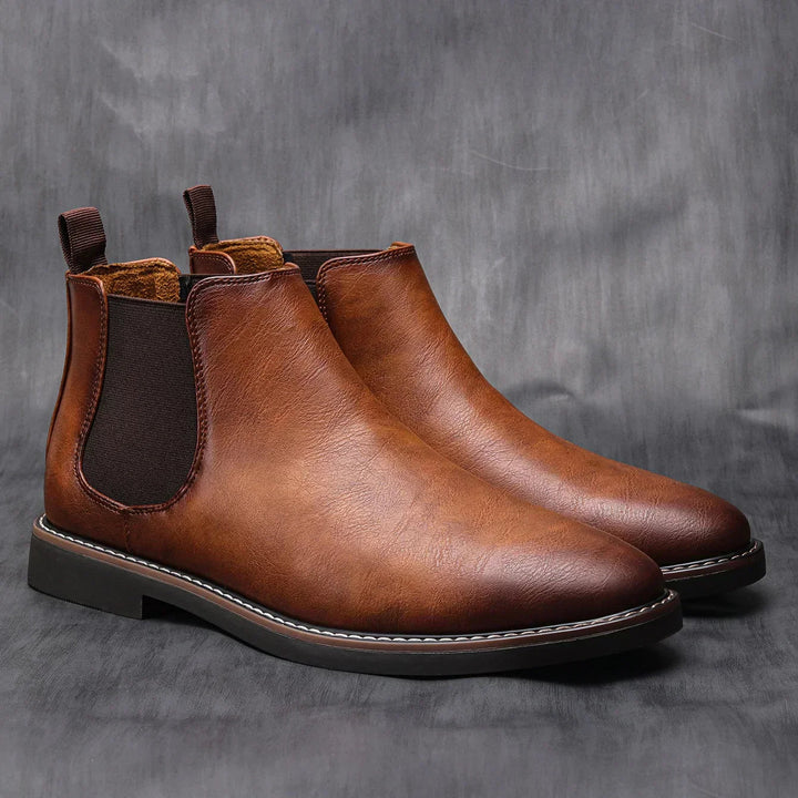 Men's Classic Chelsea Ankle Boots Slip-On Leather 2