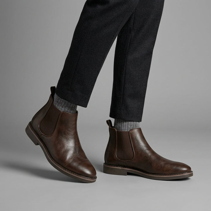 Men's Classic Chelsea Ankle Boots Slip-On Leather 5