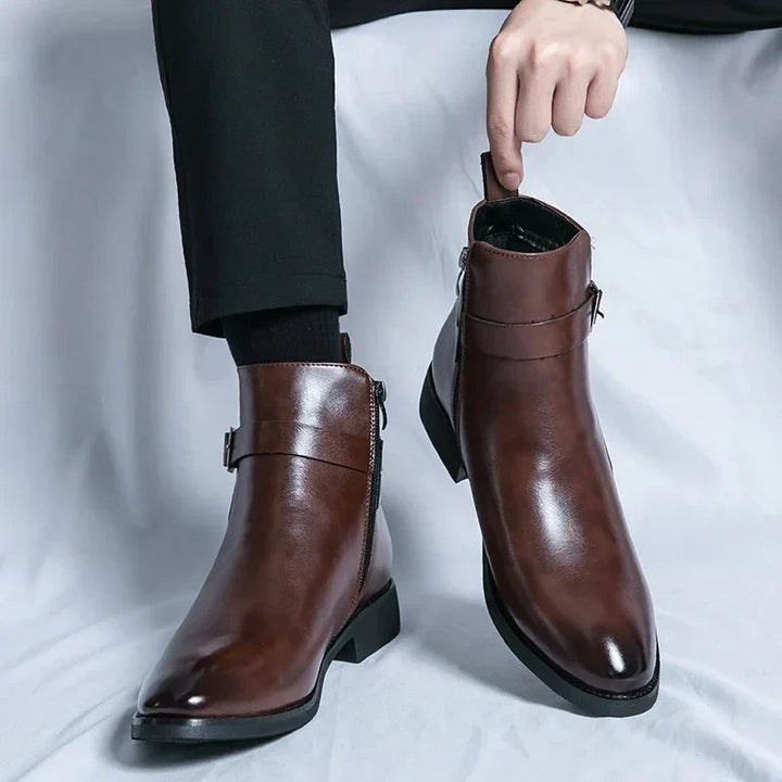 Men's Classic Chelsea Boots Side Zipper Leather Footwear 1