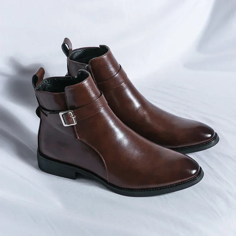 Men's Classic Chelsea Boots Side Zipper Leather Footwear 2