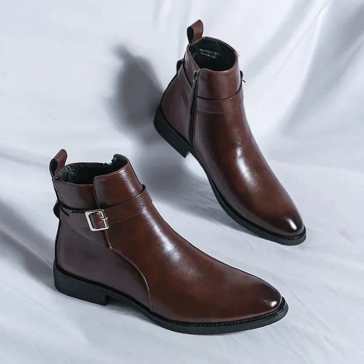 Men's Classic Chelsea Boots Side Zipper Leather Footwear 3