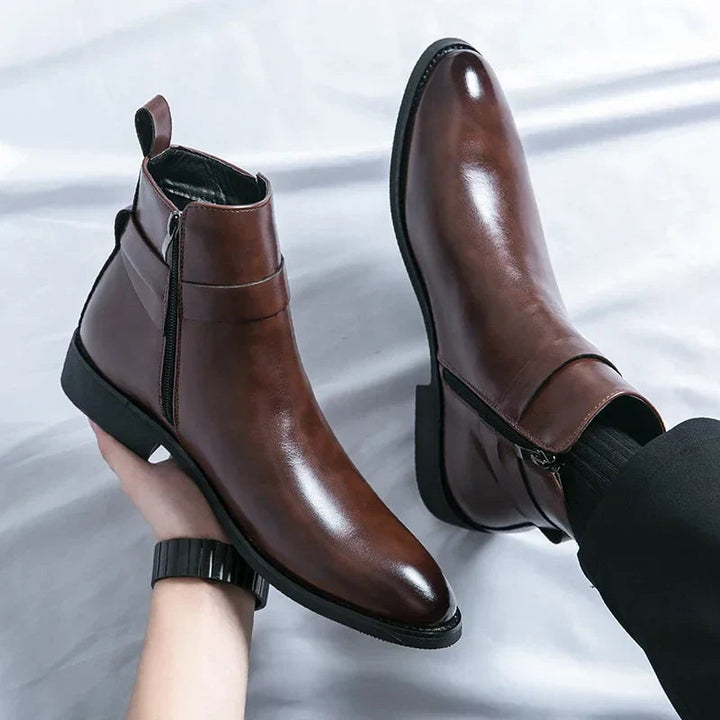 Men's Classic Chelsea Boots Side Zipper Leather Footwear 5
