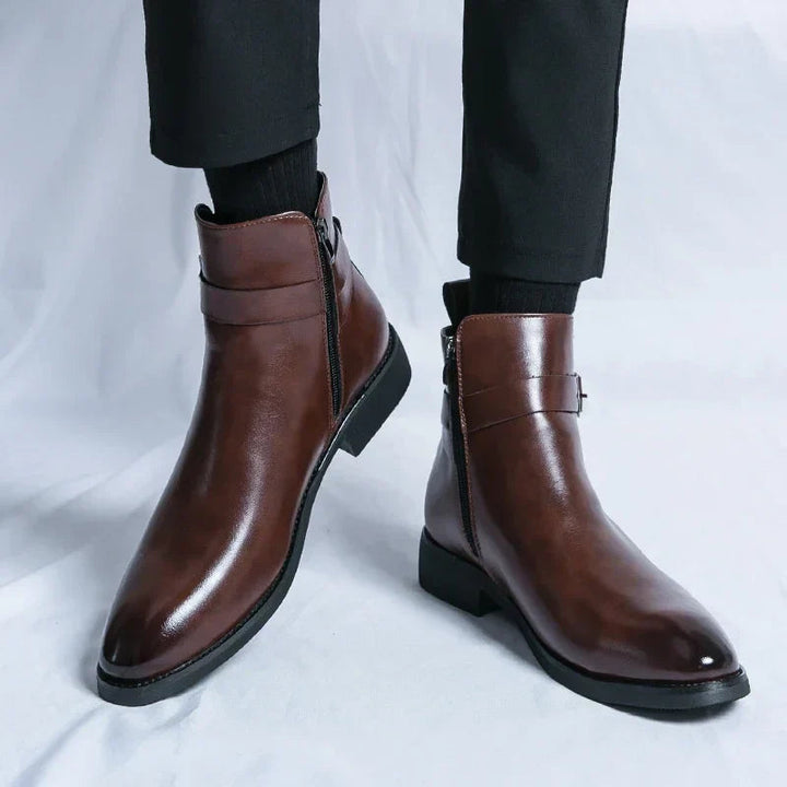 Men's Classic Chelsea Boots Side Zipper Leather Footwear 6