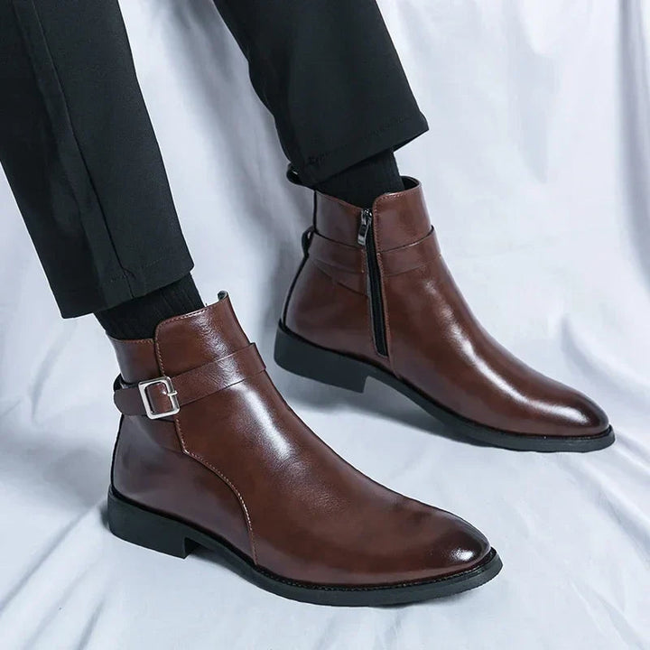 Men's Classic Chelsea Boots Side Zipper Leather Footwear 7
