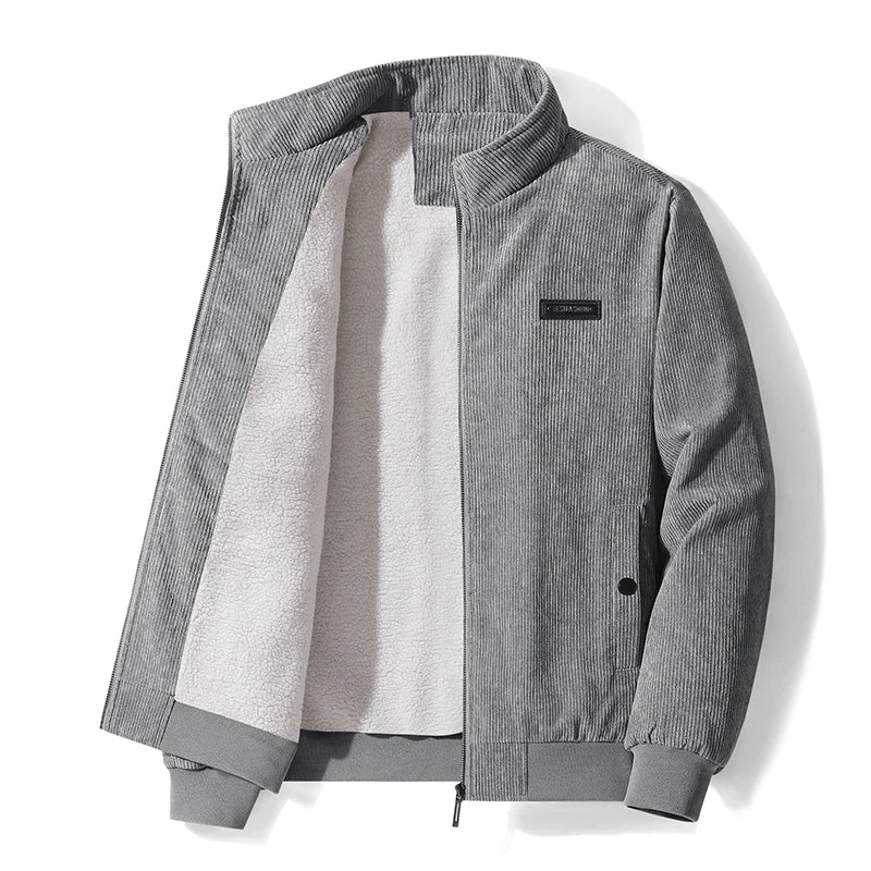 Men's Classic Corduroy Full-Zip Fleece Jacket Winter Coat 4