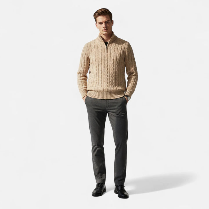 Mens Half Zip Jumper Wool Blend Knit 1