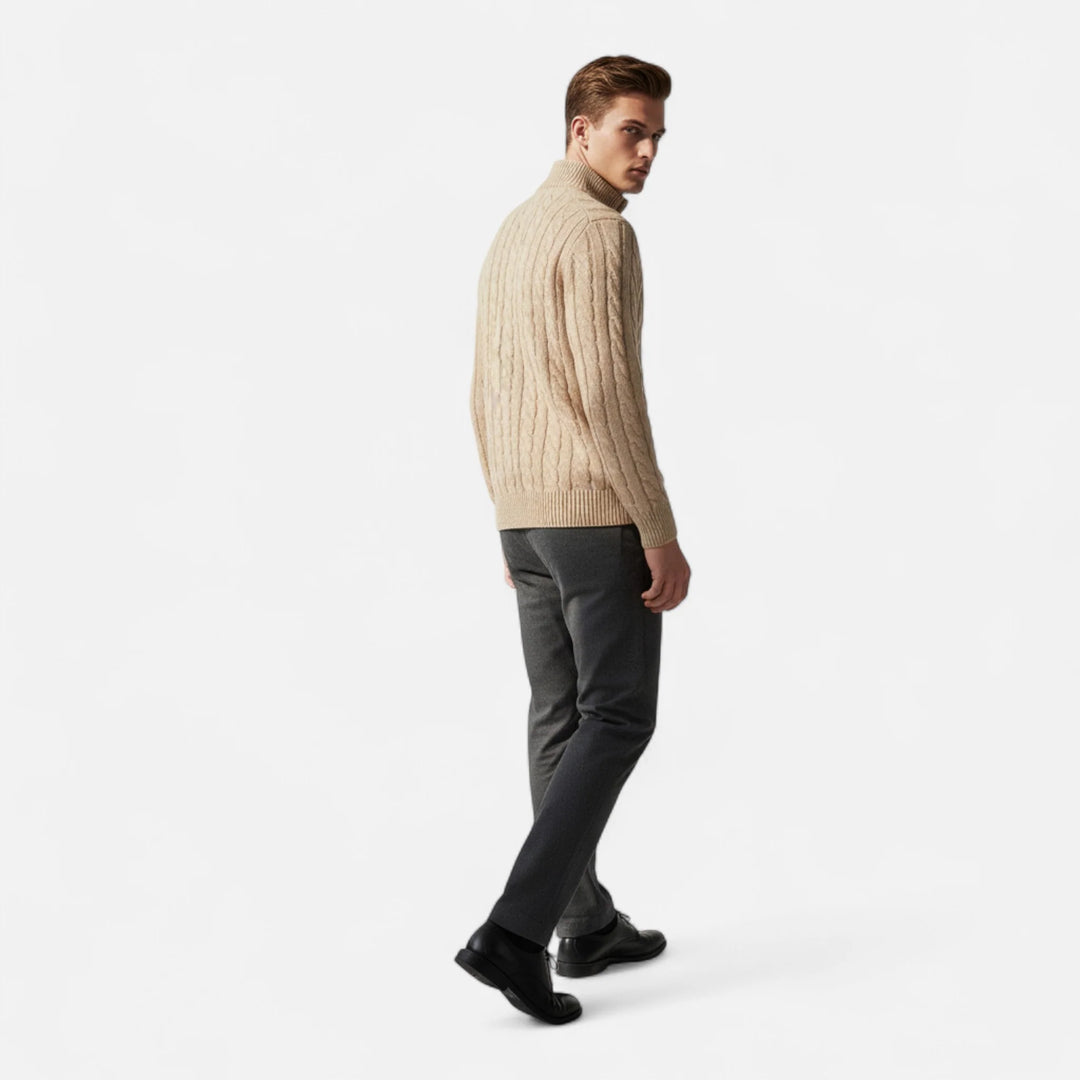 Mens Half Zip Jumper Wool Blend Knit 2