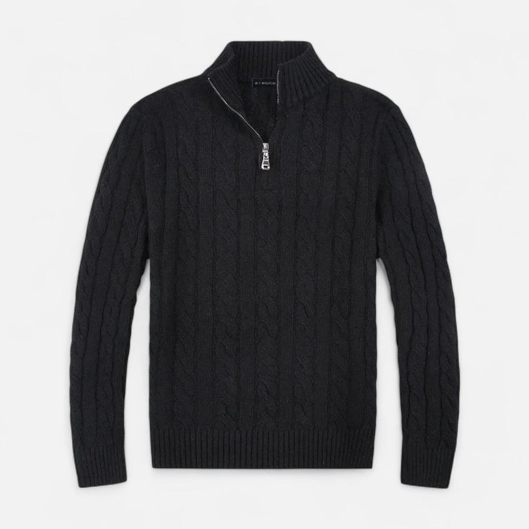 Mens Half Zip Jumper Wool Blend Knit 3
