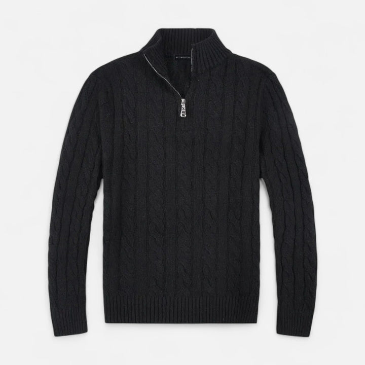 Mens Half Zip Jumper Wool Blend Knit 3
