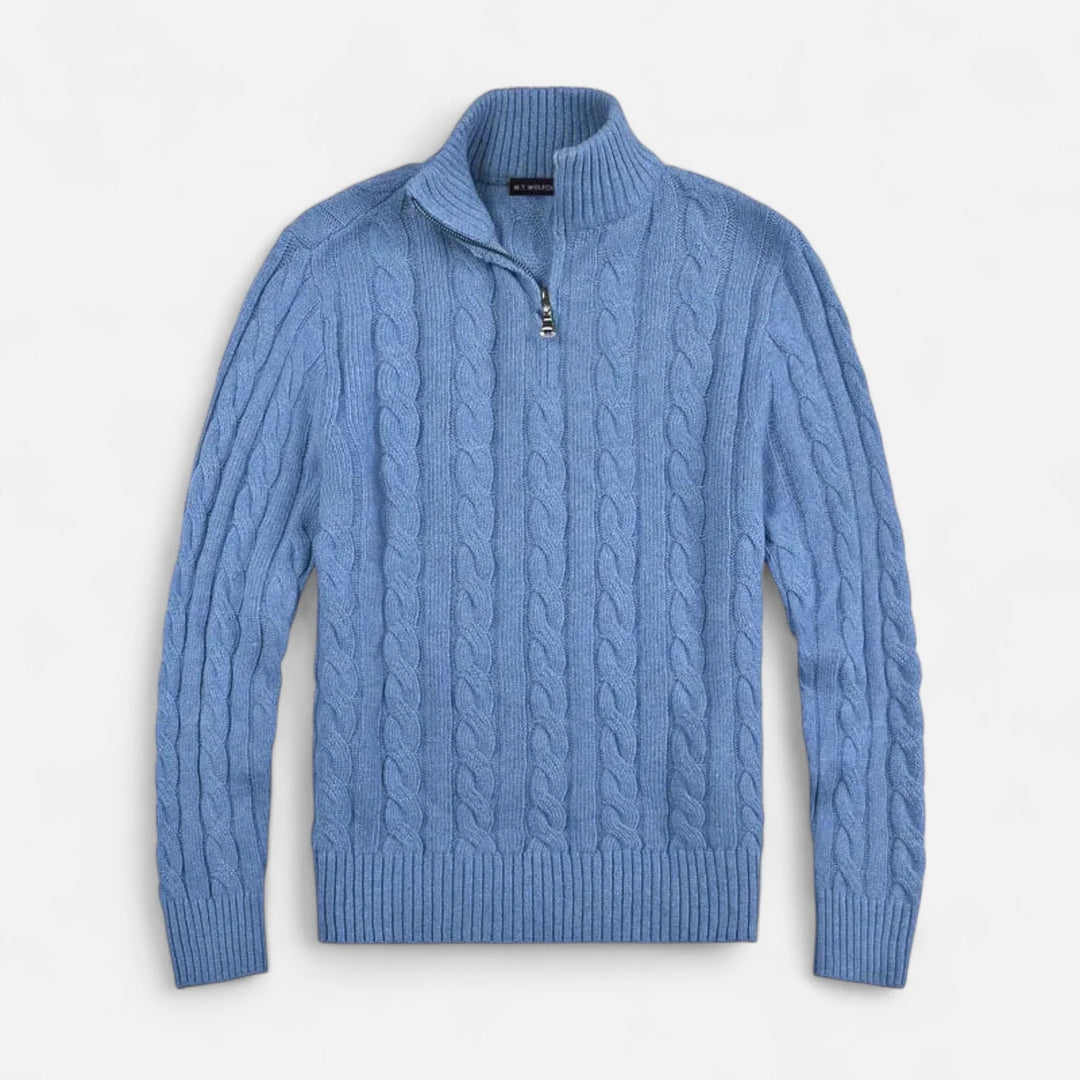 Mens Half Zip Jumper Wool Blend Knit 4