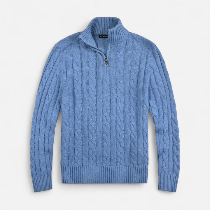 Mens Half Zip Jumper Wool Blend Knit 4