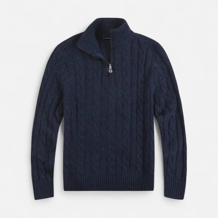 Mens Half Zip Jumper Wool Blend Knit 5