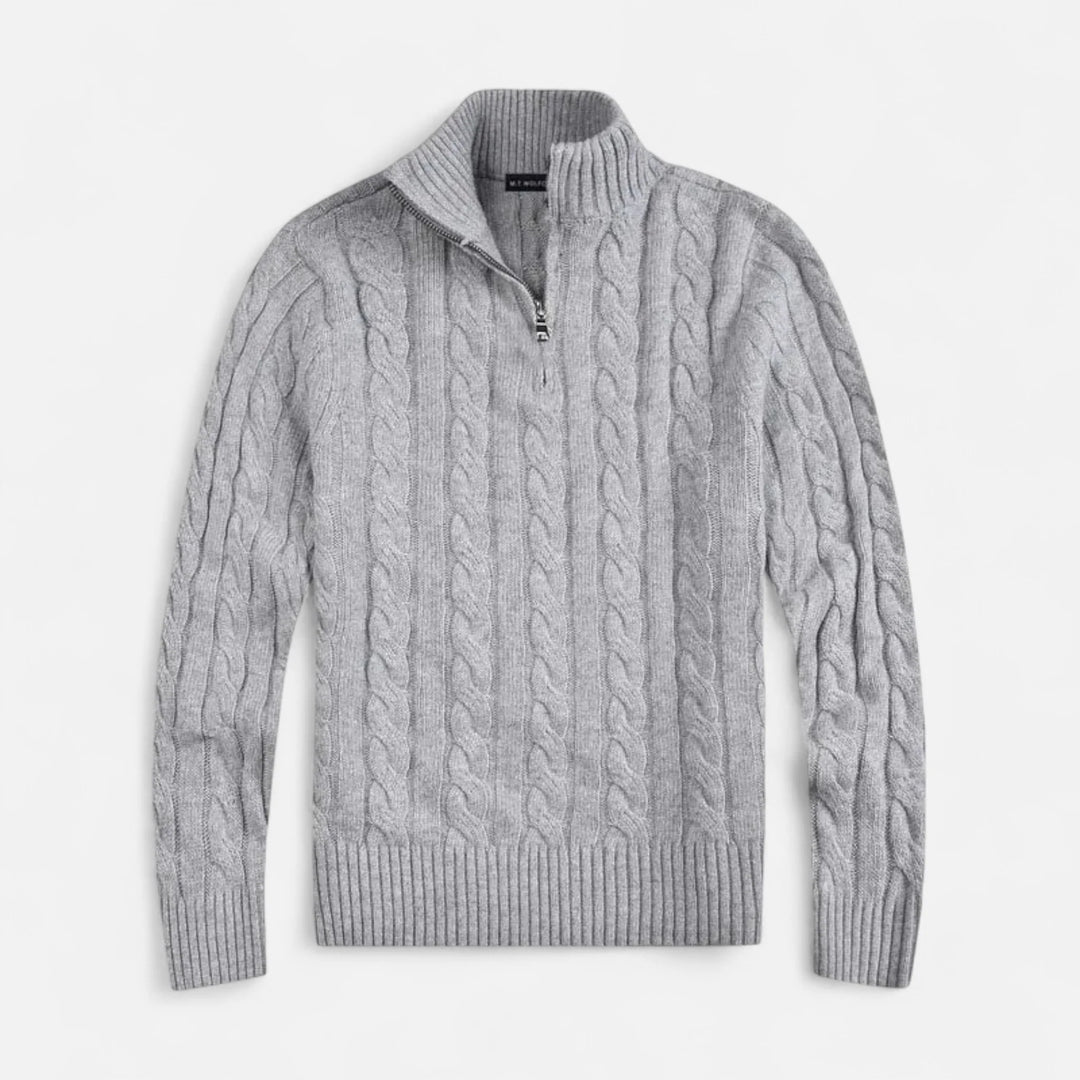 Mens Half Zip Jumper Wool Blend Knit 6