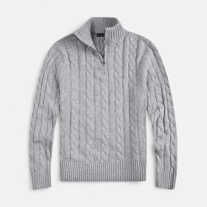 Mens Half Zip Jumper Wool Blend Knit 6