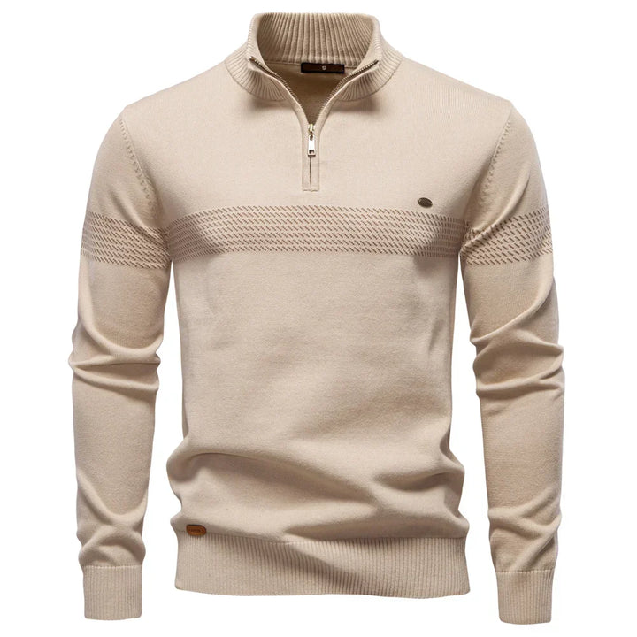 Mens Thick Knit Half Zip Jumper High Collar Warm 0