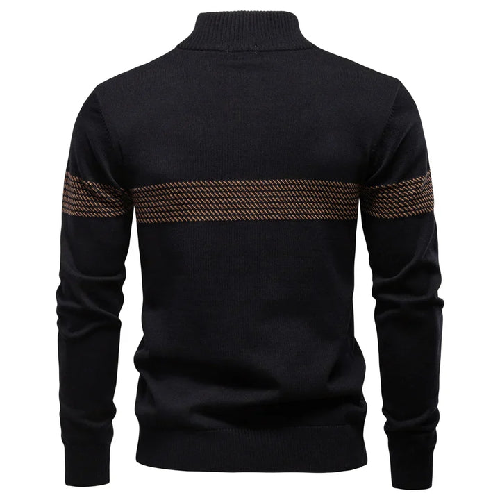 Mens Thick Knit Half Zip Jumper High Collar Warm 4