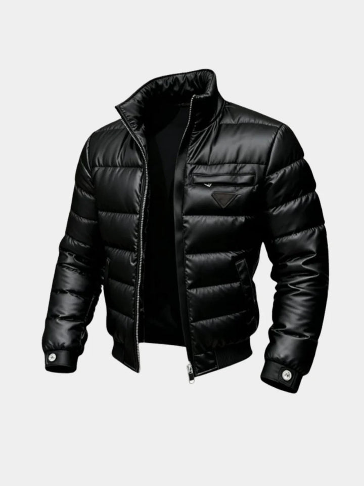 Men's Down Jacket Insulated Full Zip Padded Nylon Black 1