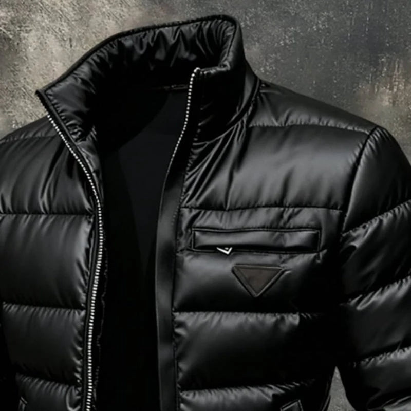 Men's Down Jacket Insulated Full Zip Padded Nylon Black 2