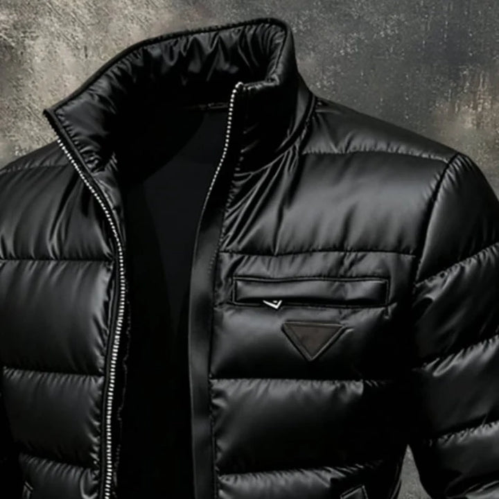 Men's Down Jacket Insulated Full Zip Padded Nylon Black 2