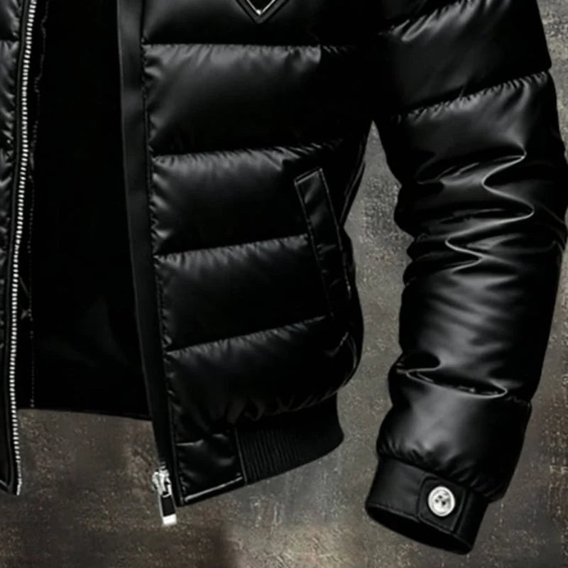 Men's Down Jacket Insulated Full Zip Padded Nylon Black 3