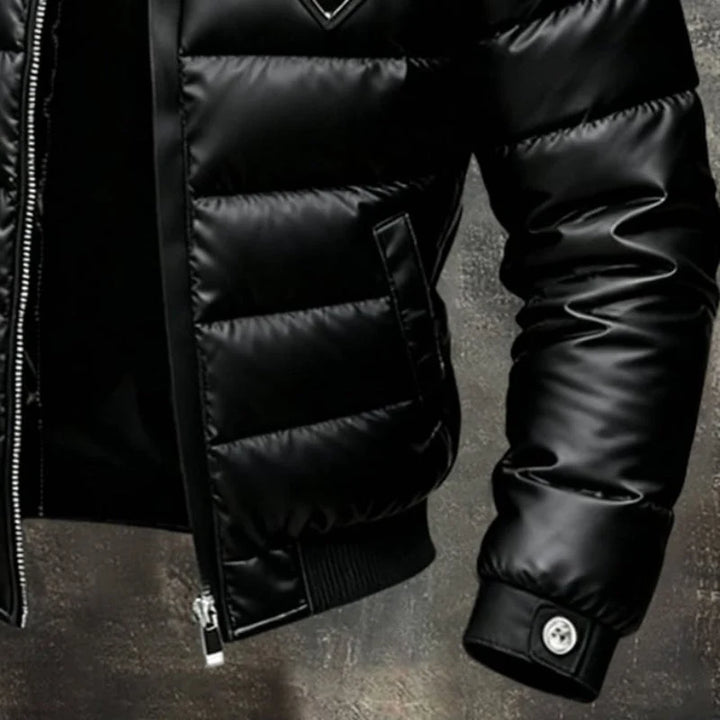Men's Down Jacket Insulated Full Zip Padded Nylon Black 3