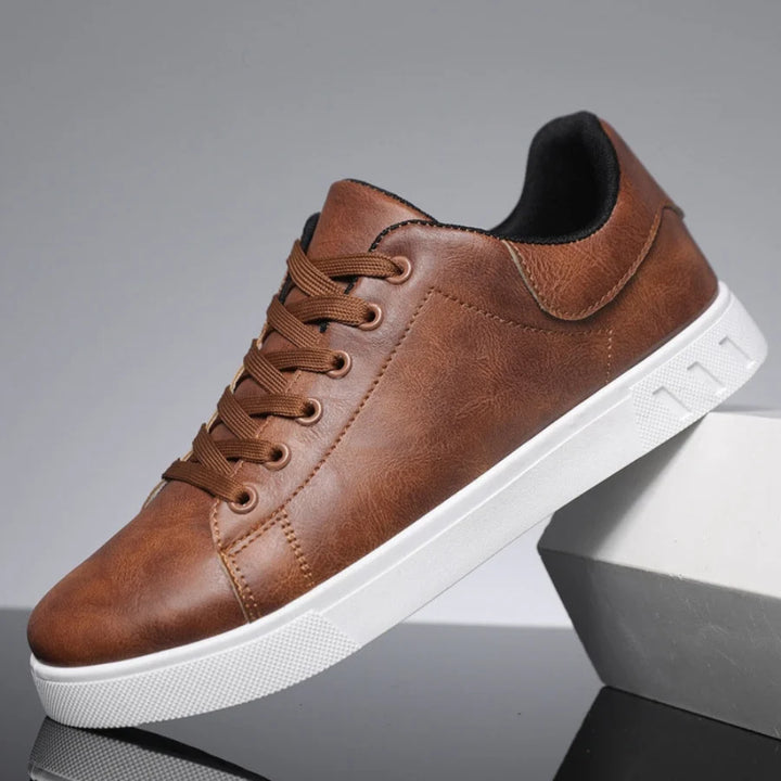 Mens Trainers Classic Leather Lace-Up Natural Hide 0