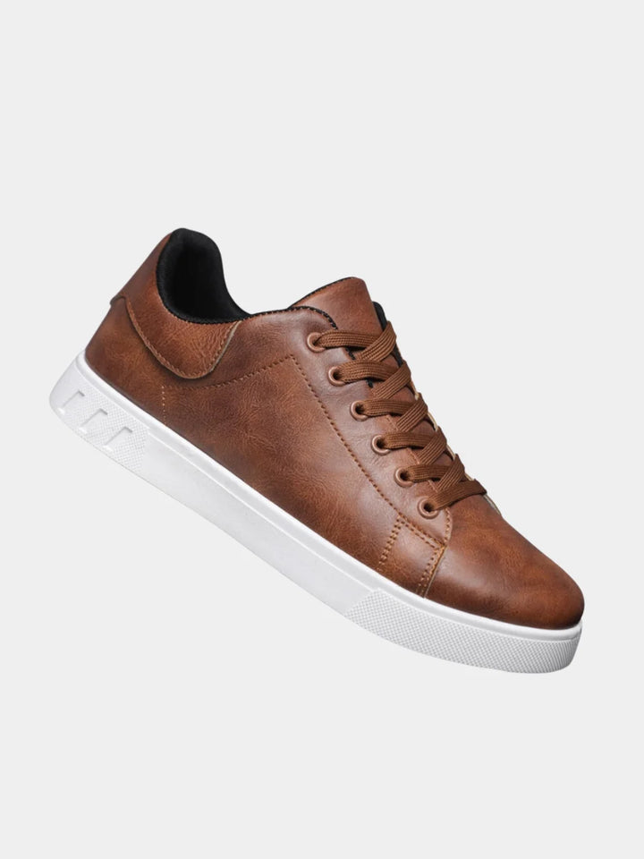 Mens Trainers Classic Leather Lace-Up Natural Hide 1