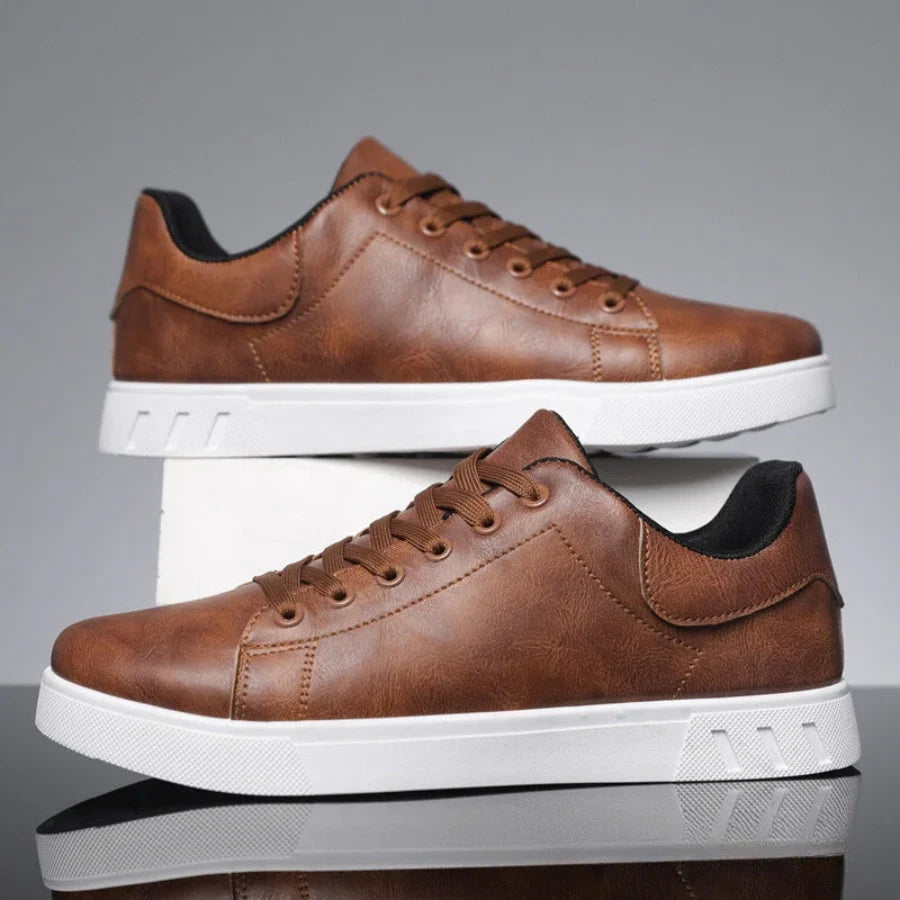 Mens Trainers Classic Leather Lace-Up Natural Hide 3