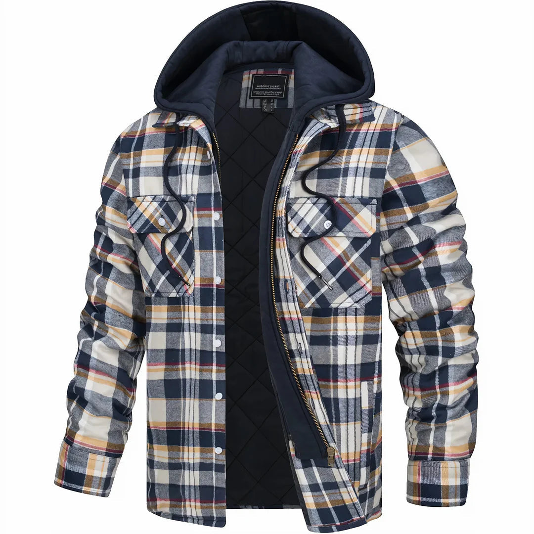 Men's Classic Plaid Insulated Zip Coat Wool Blend 0
