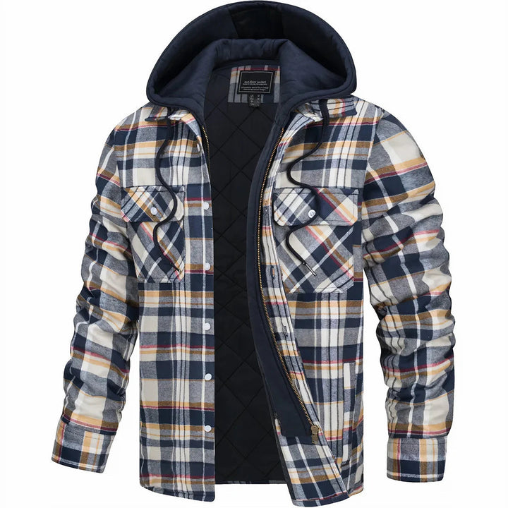 Men's Classic Plaid Insulated Zip Coat Wool Blend 0