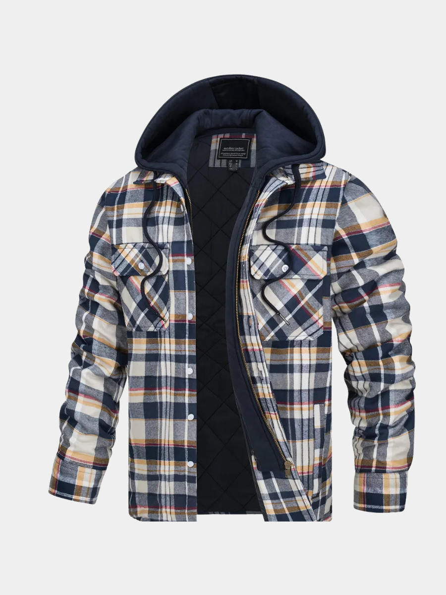 Men's Classic Plaid Insulated Zip Coat Wool Blend 1