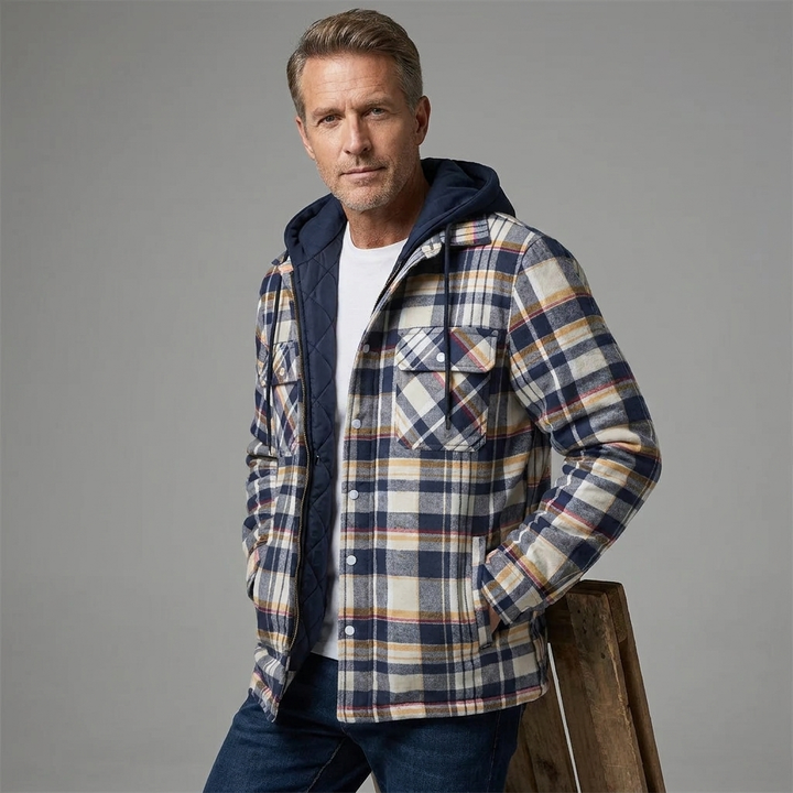 Men's Classic Plaid Insulated Zip Coat Wool Blend 10