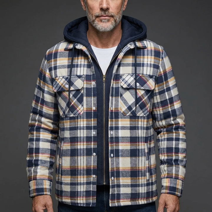 Men's Classic Plaid Insulated Zip Coat Wool Blend 11