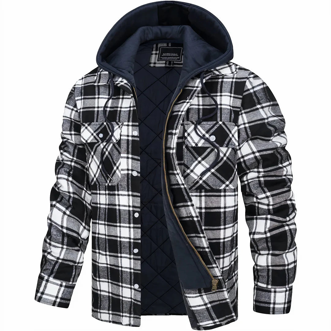 Men's Classic Plaid Insulated Zip Coat Wool Blend 4