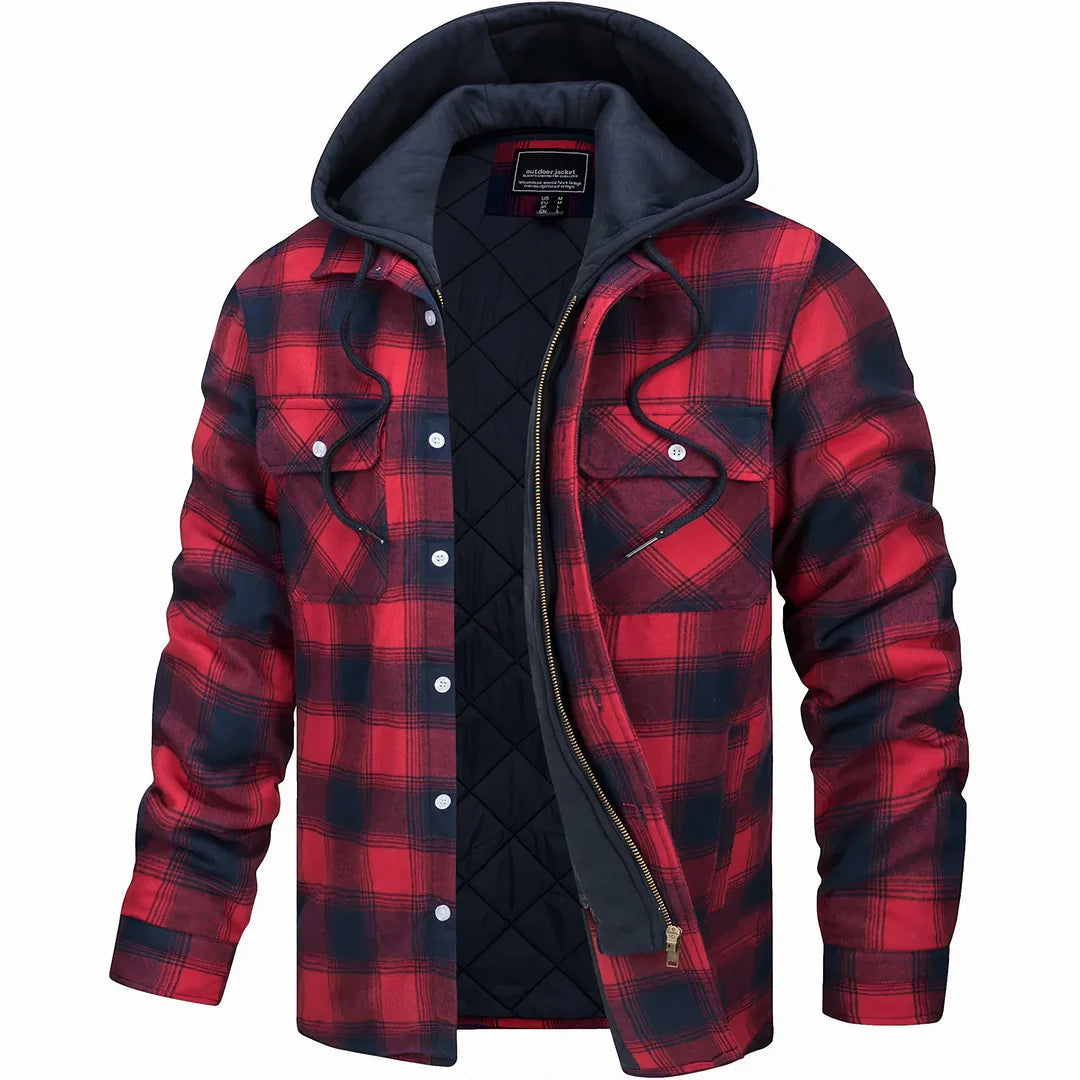 Men's Classic Plaid Insulated Zip Coat Wool Blend 5