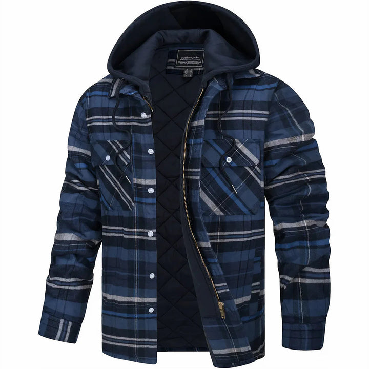 Men's Classic Plaid Insulated Zip Coat Wool Blend 6