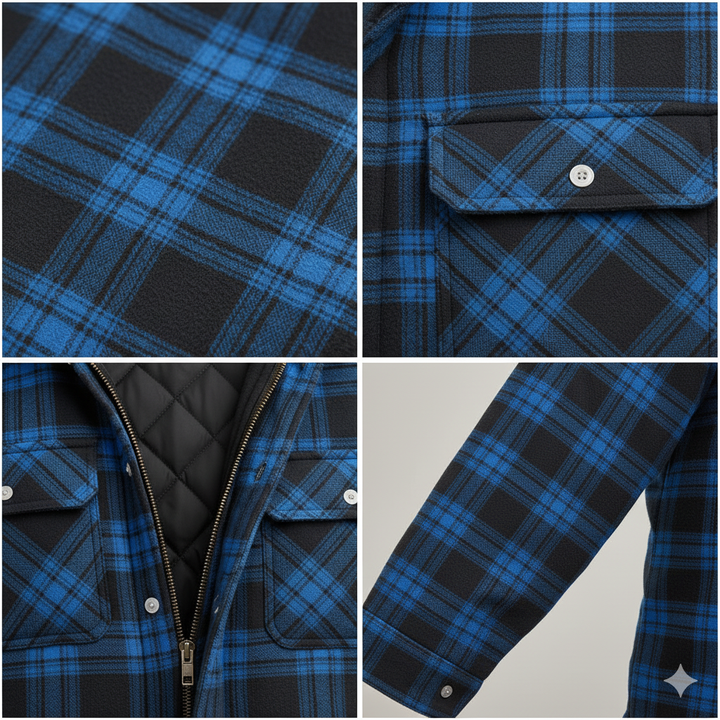 Men's Classic Plaid Insulated Zip Coat Wool Blend 8