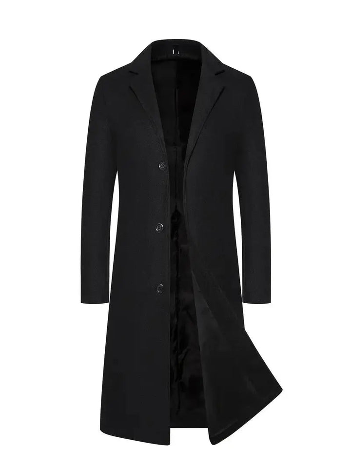 Men's Classic Structured Long Wool Overcoat for Winter 0