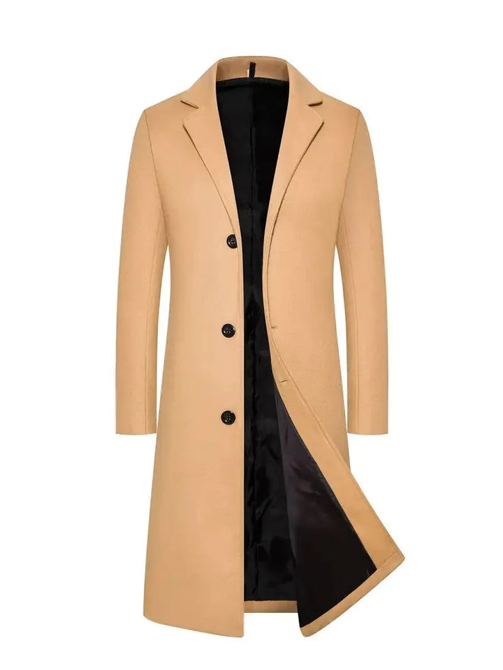 Men's Classic Structured Long Wool Overcoat for Winter 1