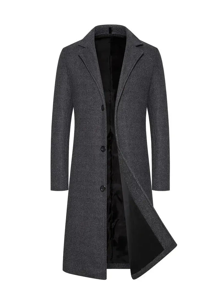 Men's Classic Structured Long Wool Overcoat for Winter 2