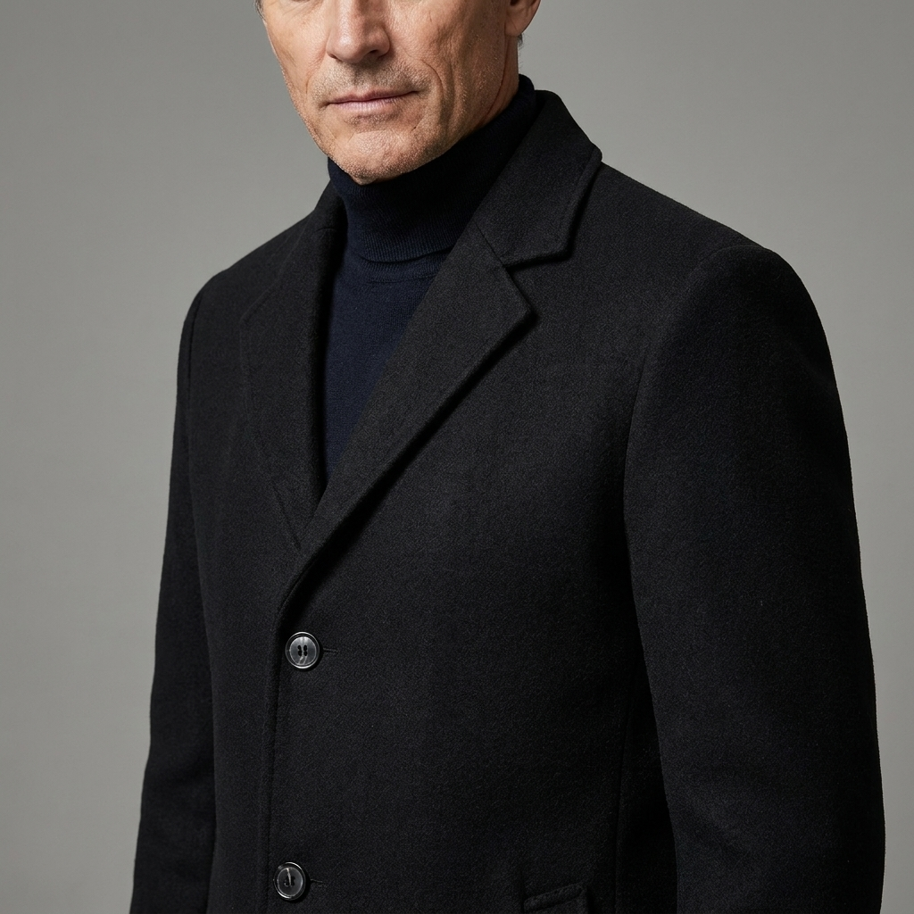 Men's Classic Structured Long Wool Overcoat for Winter 5