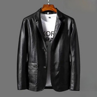 Men's Classic Tailored Button Front Leather Jacket