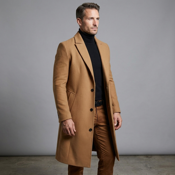 Men's Classic Tailored Long Wool Blend Overcoat 11