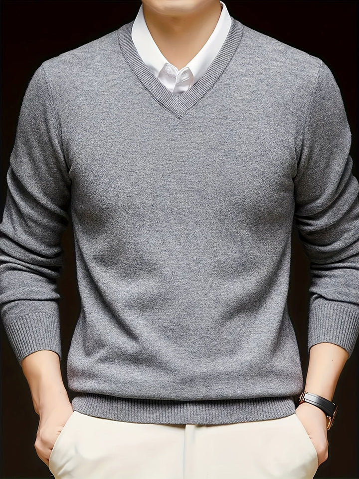 Men's Classic V-Neck Long Sleeve Sweater Polyester 0