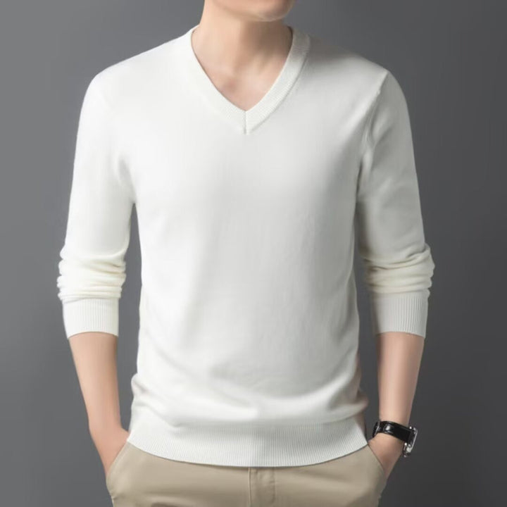 Men's Classic V-Neck Long Sleeve Sweater Polyester 5
