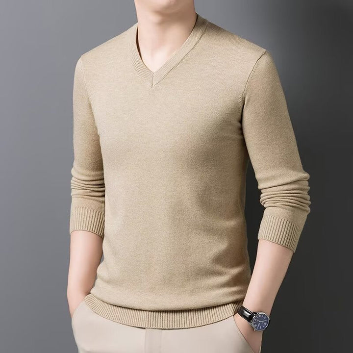 Men's Classic V-Neck Long Sleeve Sweater Polyester 6