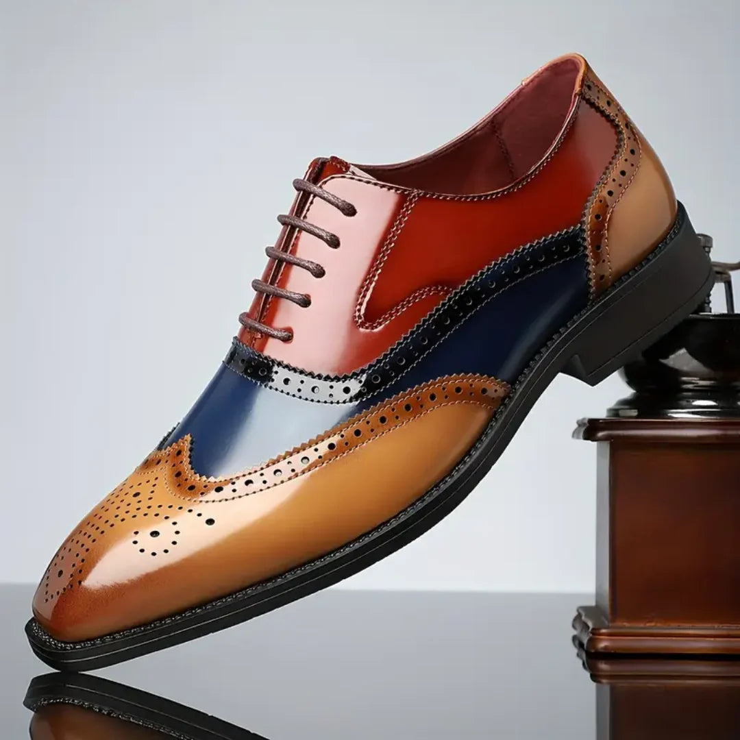 Men's Oxford Shoes Wingtip Brogue Leather Dress Shoes 0