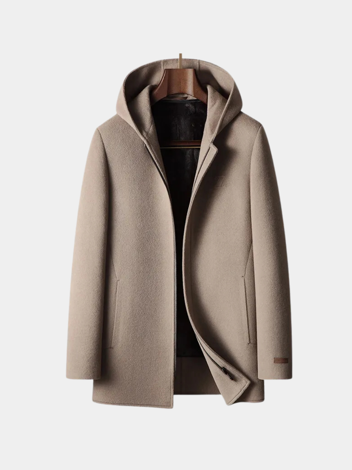 Men's Classic Wool Hooded Zip Coat Warm Winter Outerwear 1